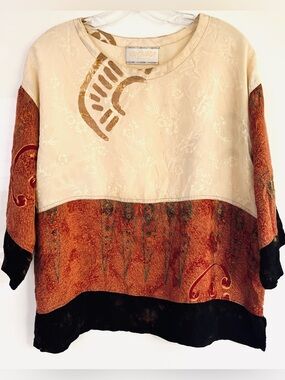 KUSNADI Vintage Milti-Color Patchwork Blouse